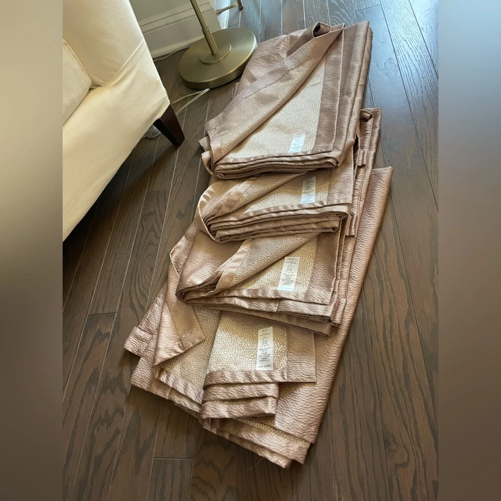 WEST ELM DUSTY BLUSH RIPPLE JACQUARD CURTAIN PANELS 48 x 108